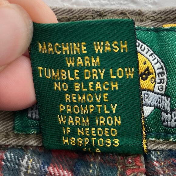 Cabela's Khaki Tan Red Plaid Flannel Lined Pocket Zip Hunting Outdoor Pants READ - Picture 5 of 14